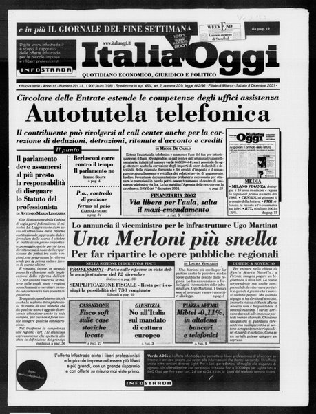 Italia oggi : quotidiano di economia finanza e politica